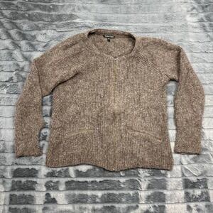 Eileen Fisher Cardigan Sweater Womens S Brown Full Zip Ribbed Marled Knit Peru